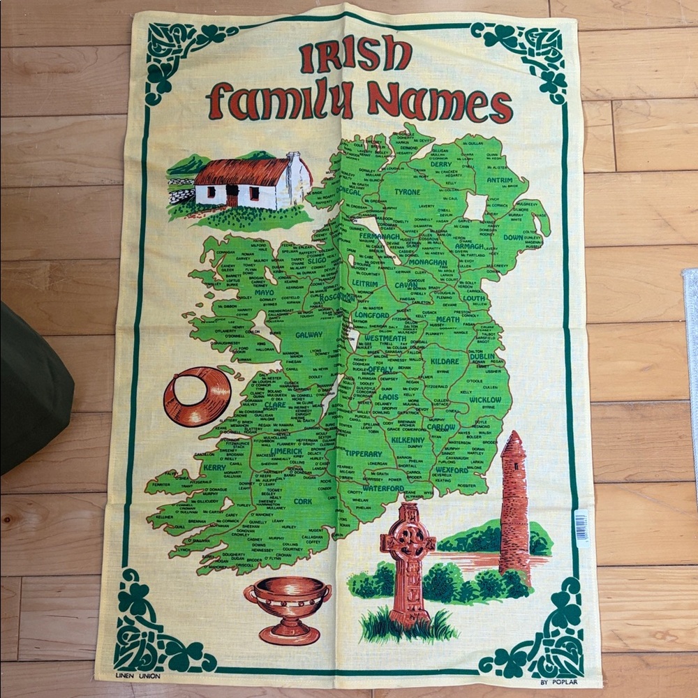 Irish Family Names Tea Towel 28”x 19”